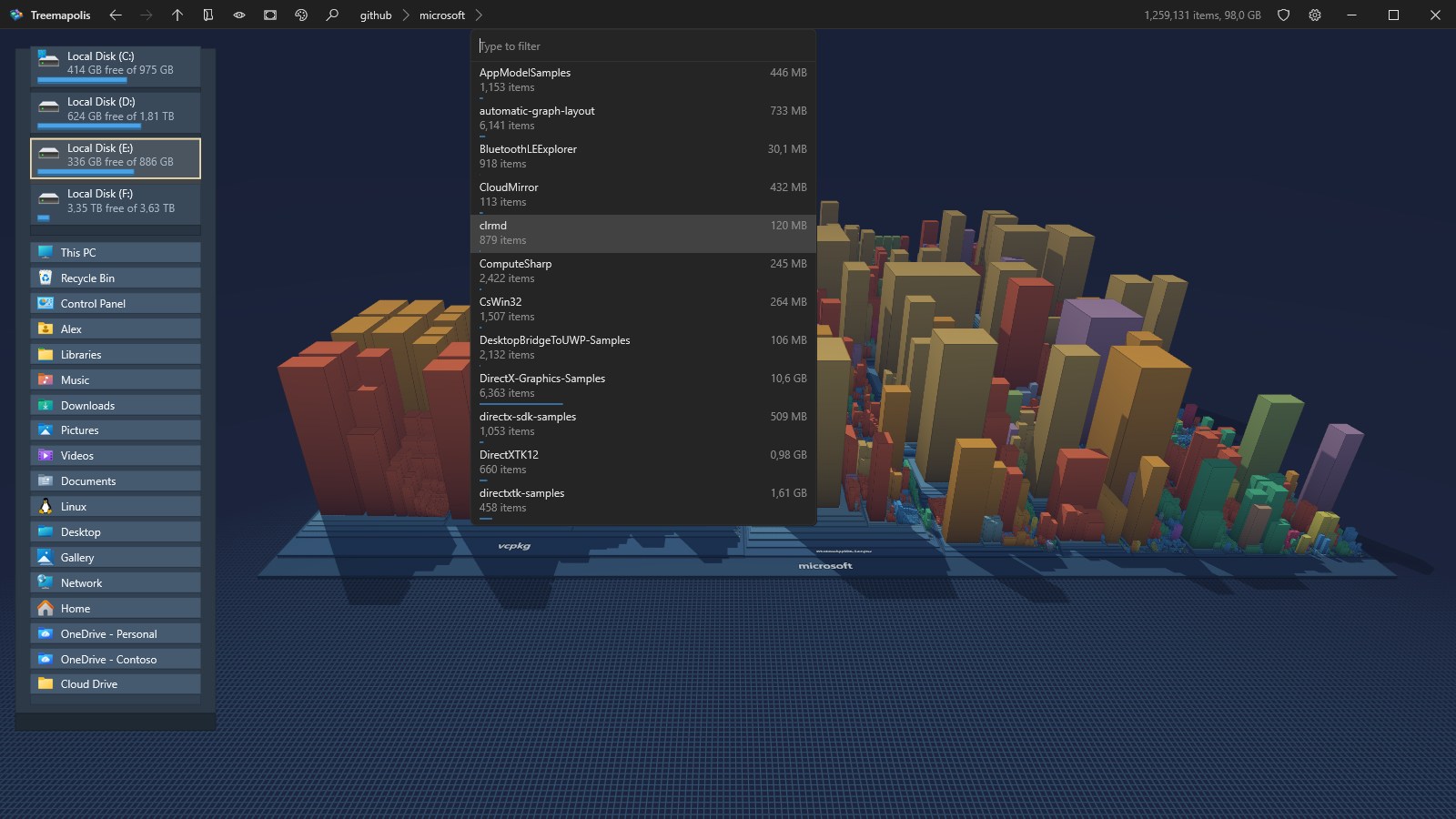 The folders listed from the path in the caption