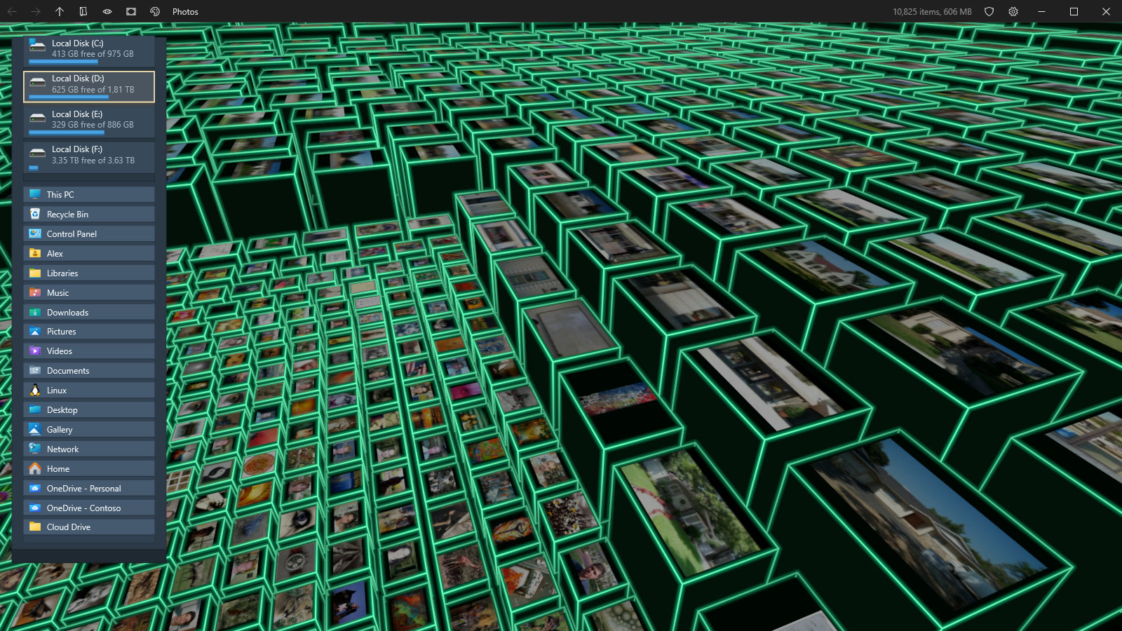 Thumbnails in neon