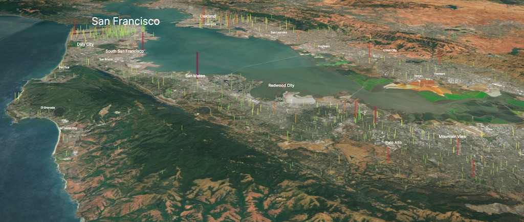 3D visualization of air quality sensor data