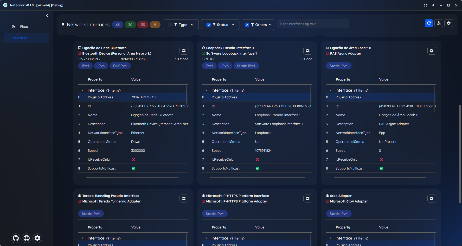 NetSonar Interfaces