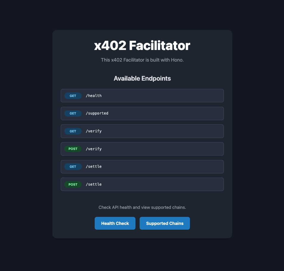 x402 Facilitator Top Page