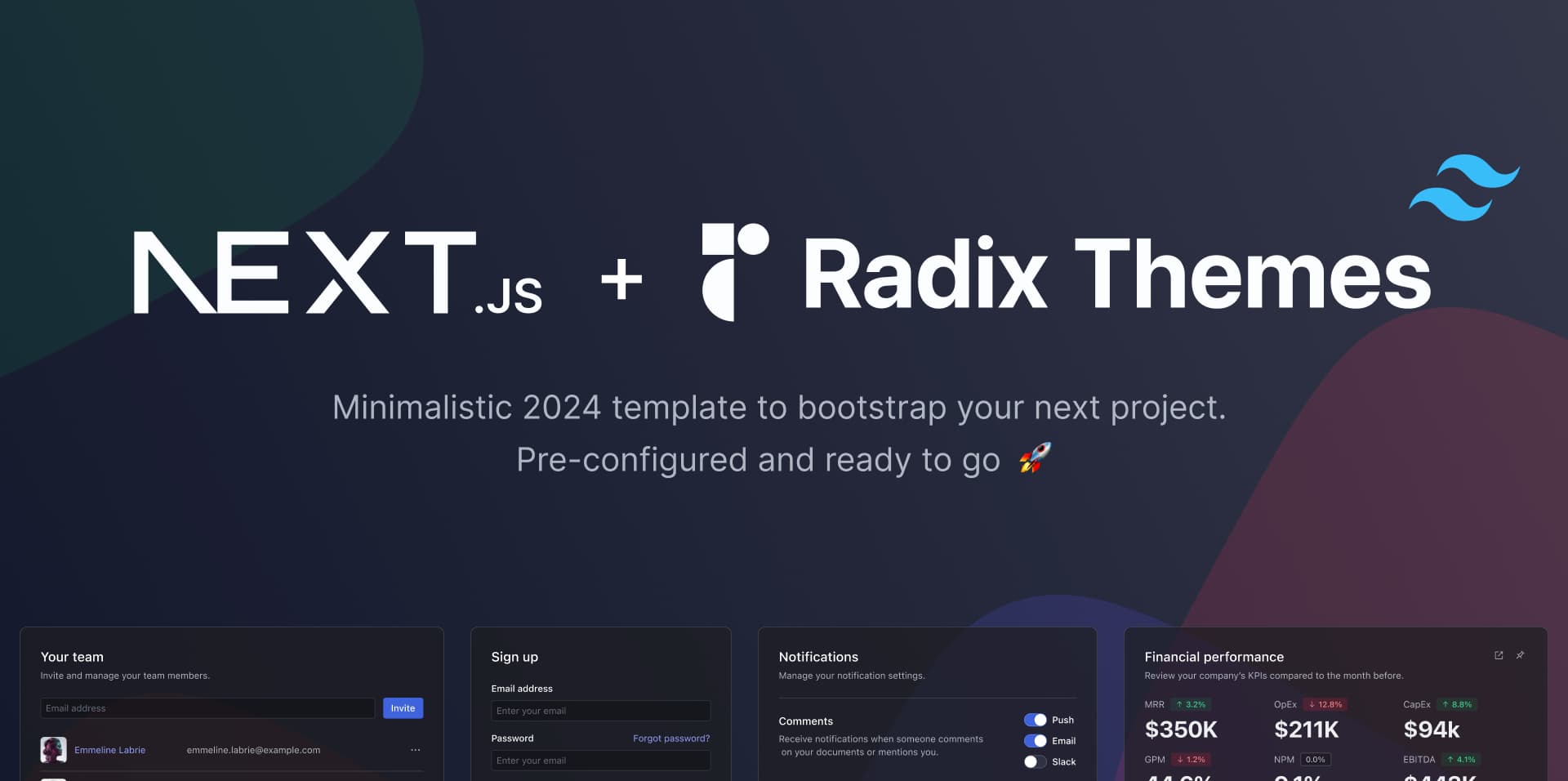 Next.js + Radix Themes + Tailwind CSS template