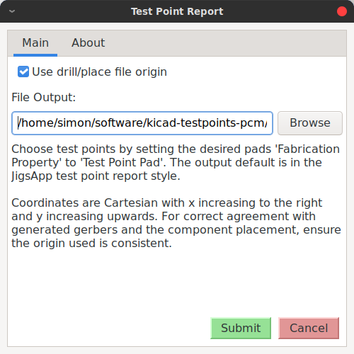 Test Point Report Window