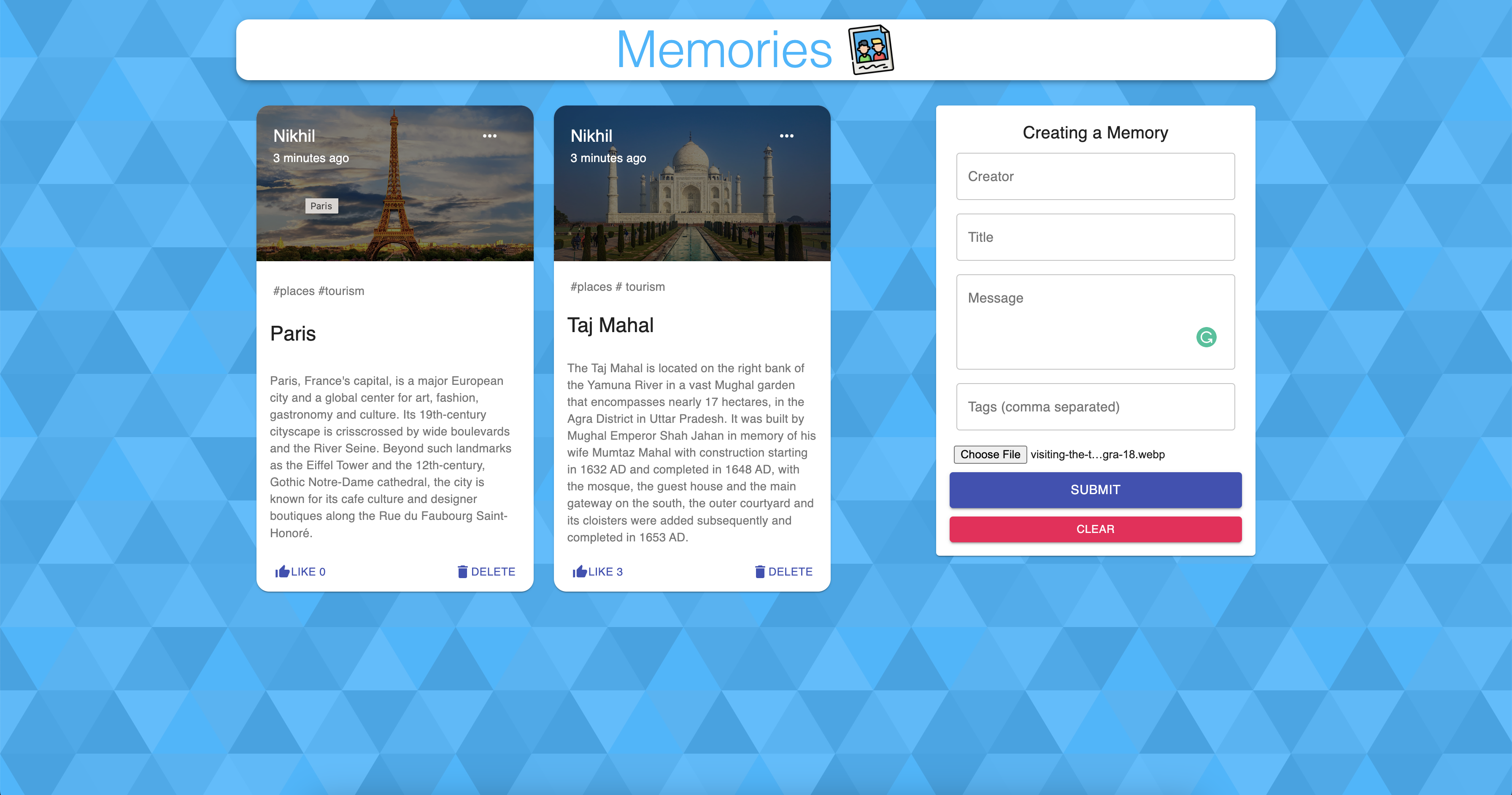 GitHub - snikhil24/Memories-App: Memories is simple social media app ...
