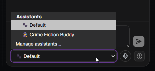 ScribeDog assistant selection dropdown