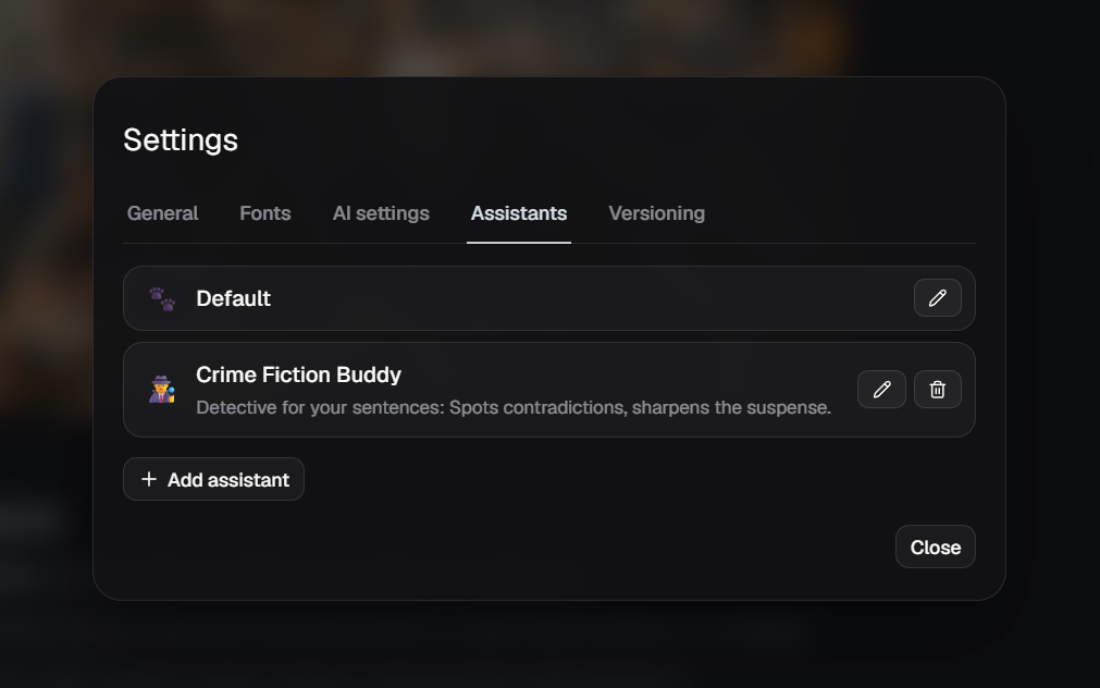 ScribeDog Assistants settings tab