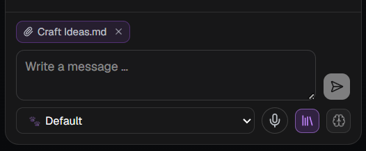 ScribeDog chat input with an attached file as context