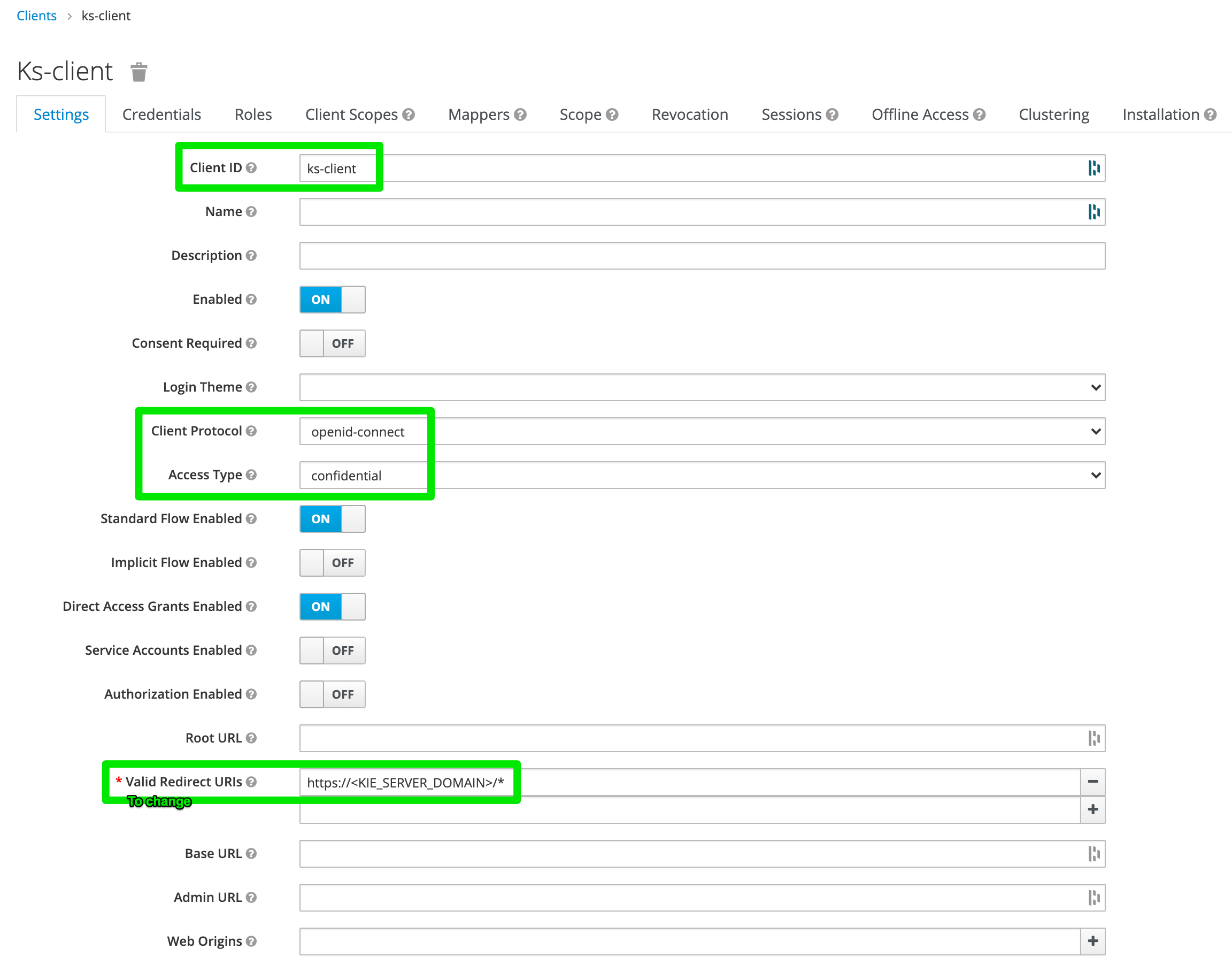 Kie Server SSO Client config