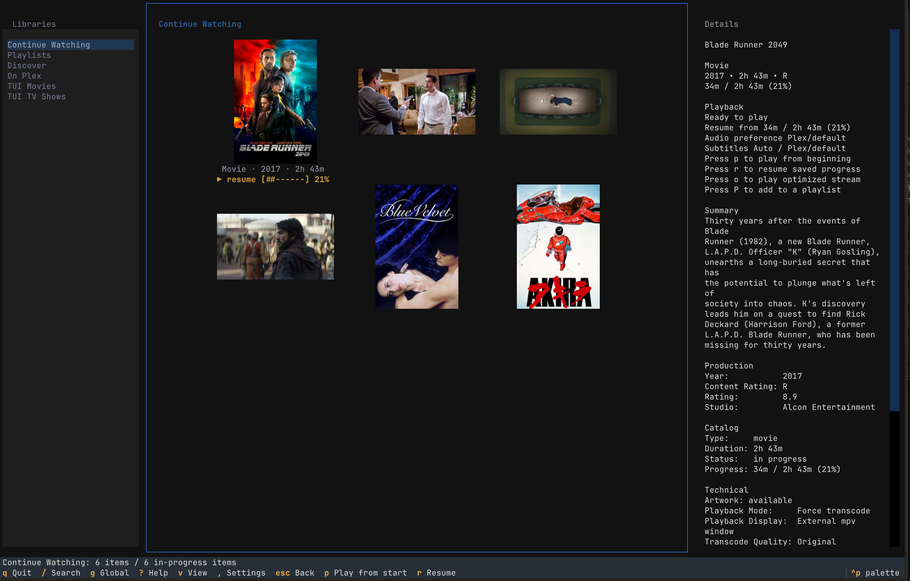 Continue Watching grid with saved playback progress