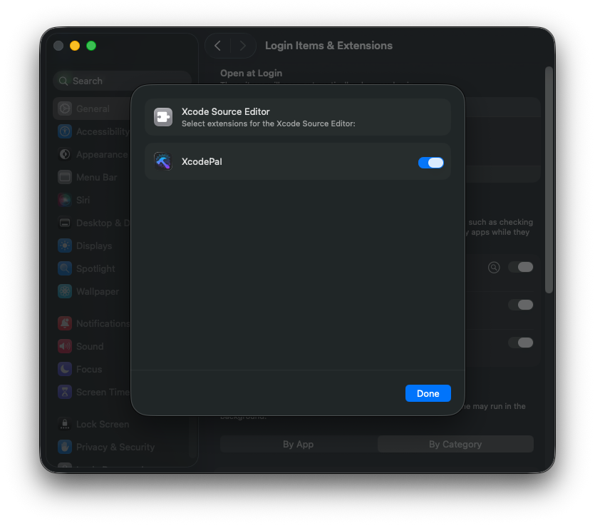 Screenshot of extension permission