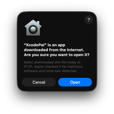 Screenshot of MacOS download permission request