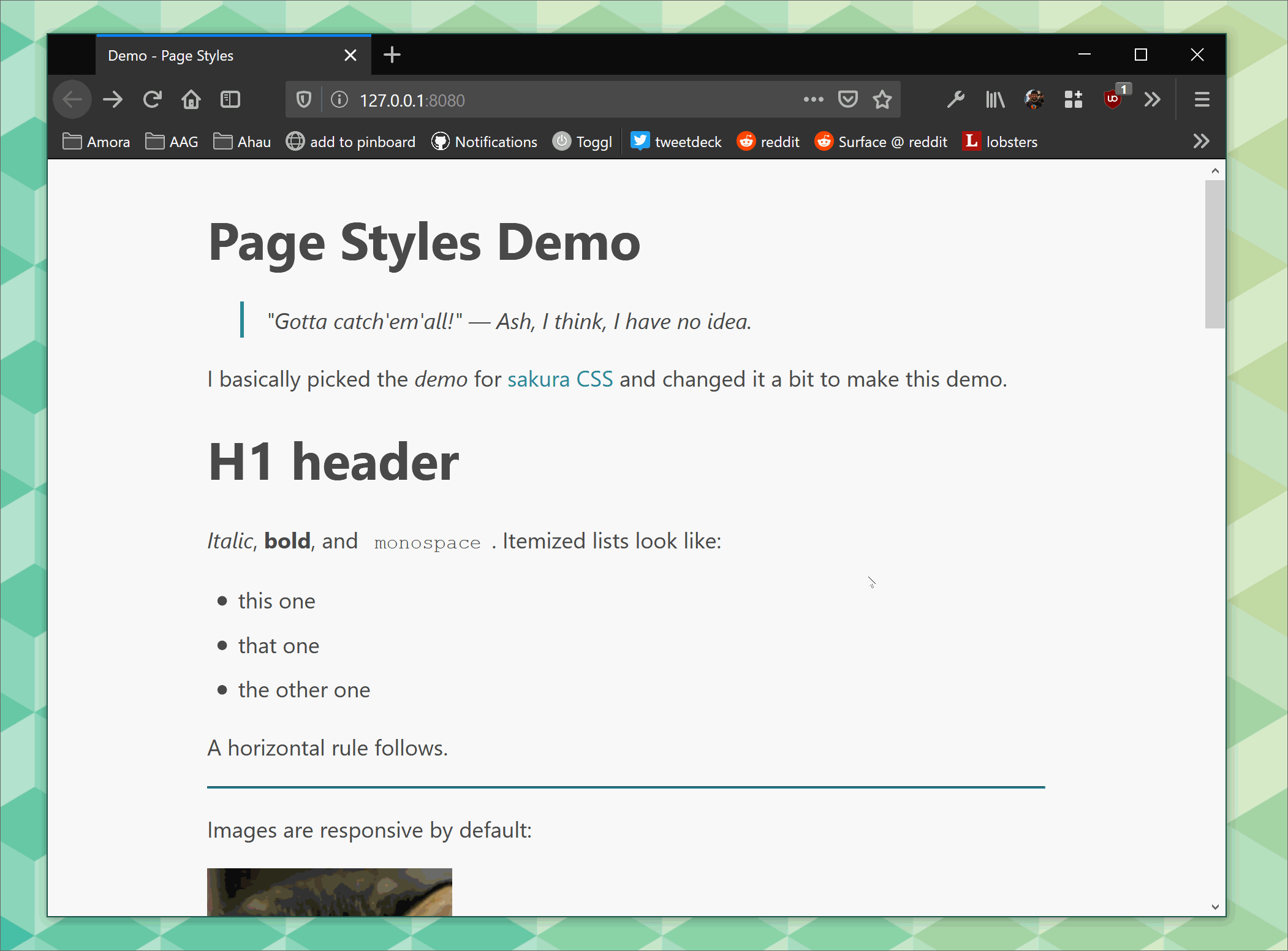 Demoing page styles