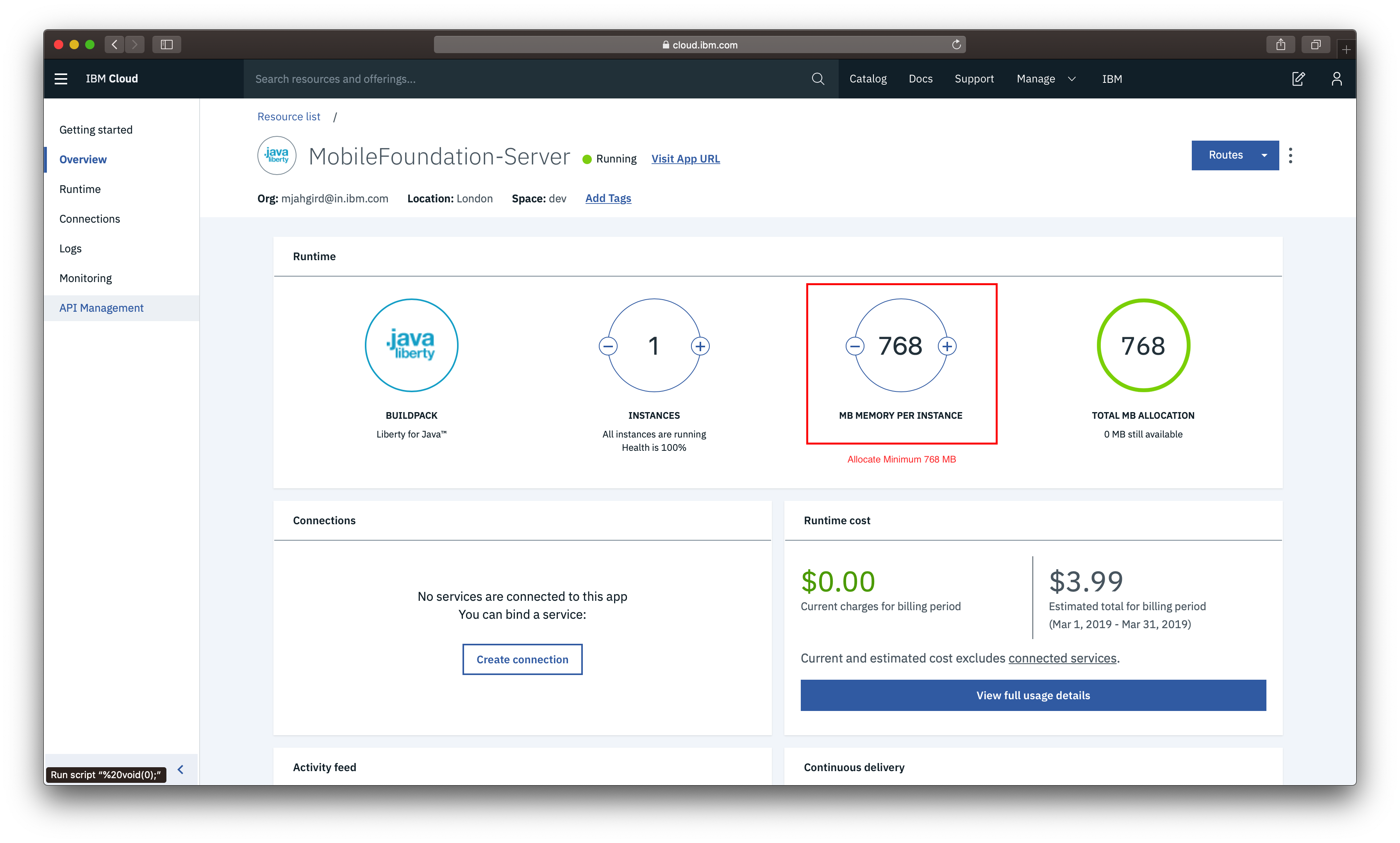 Create IBM Mobile Foundation memory