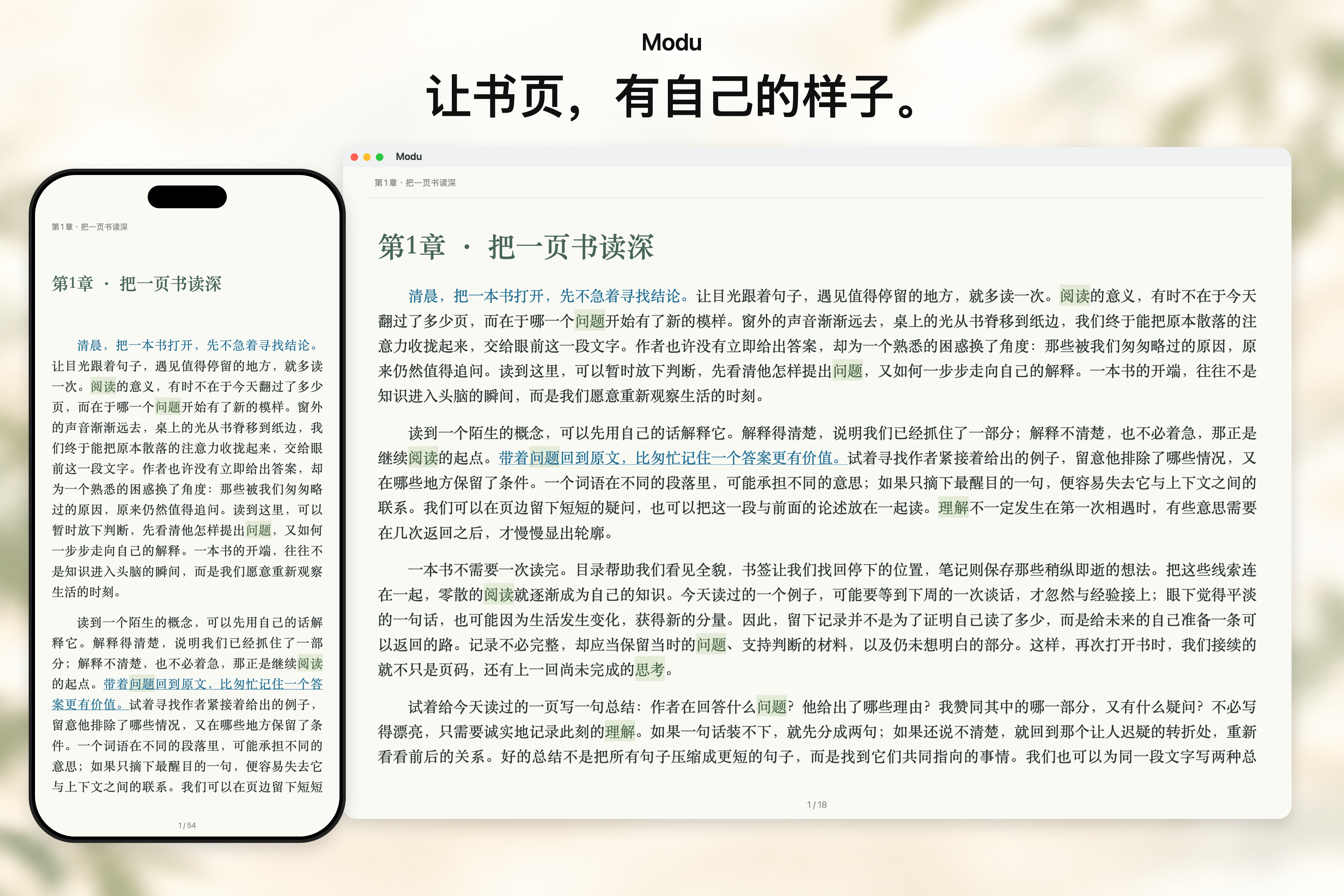 iPhone 与 Mac 展示相同 CSS 方案的阅读效果