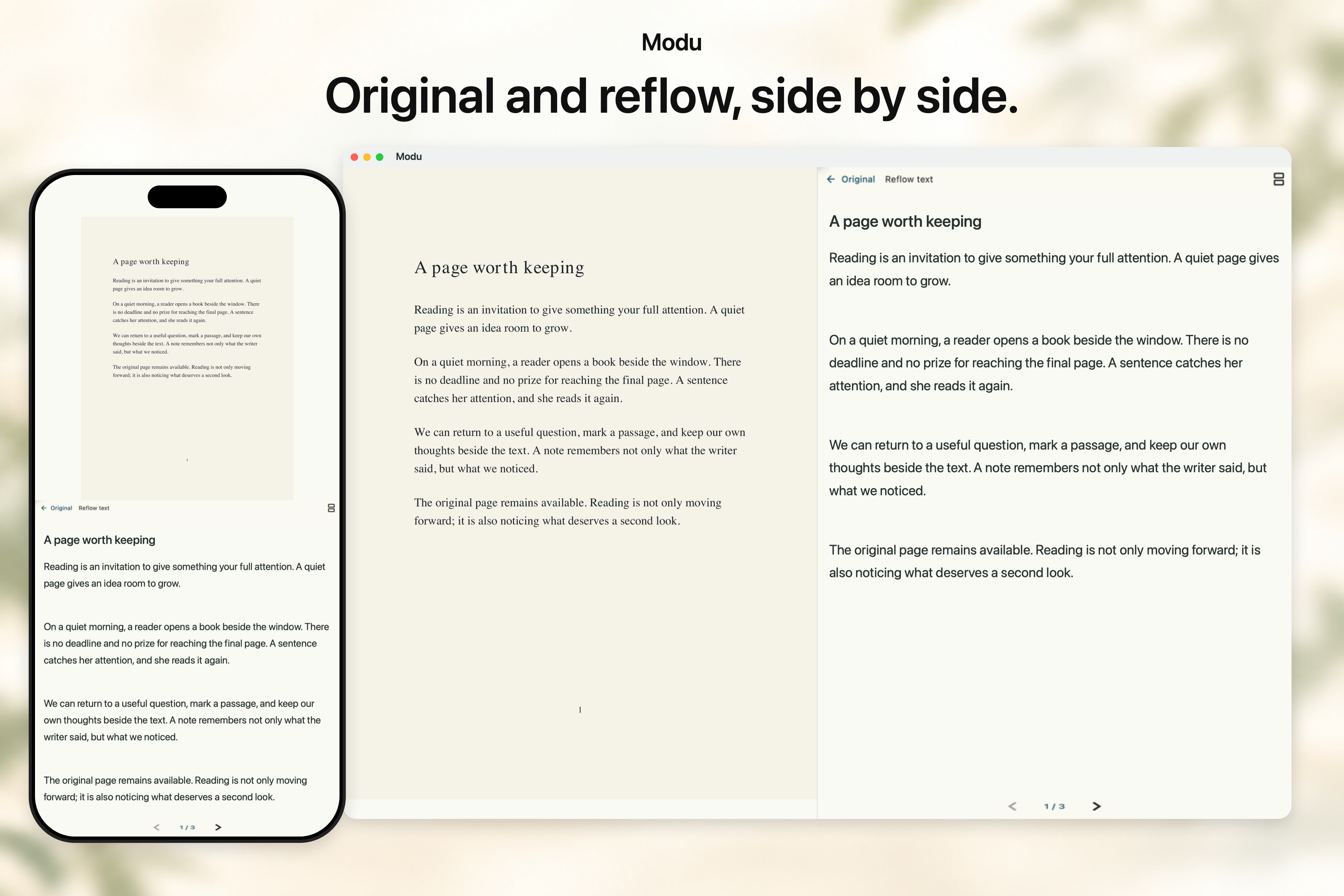 Top-and-bottom comparison on iPhone and side-by-side comparison on Mac