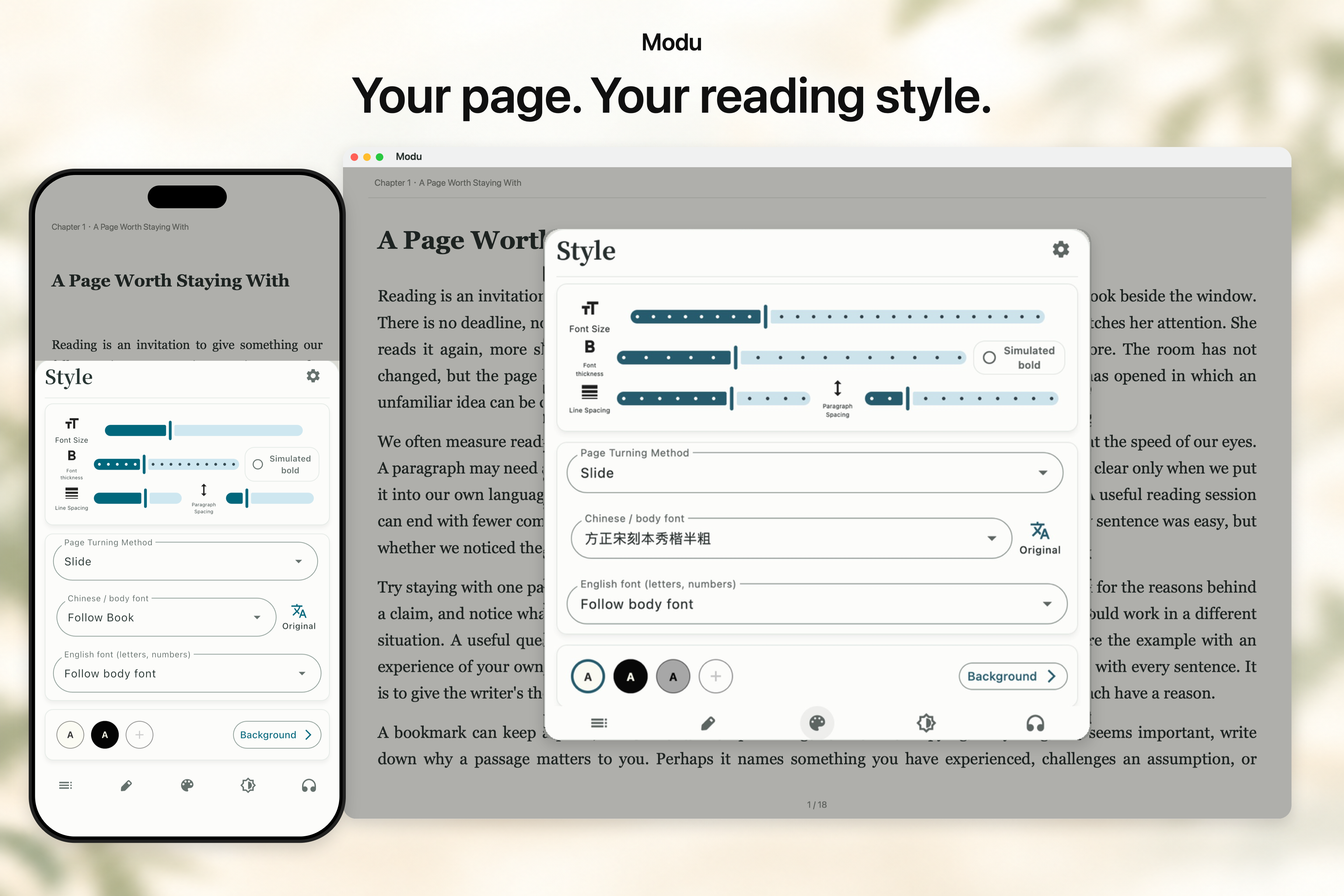 Actual reading-style menus on iPhone and Mac