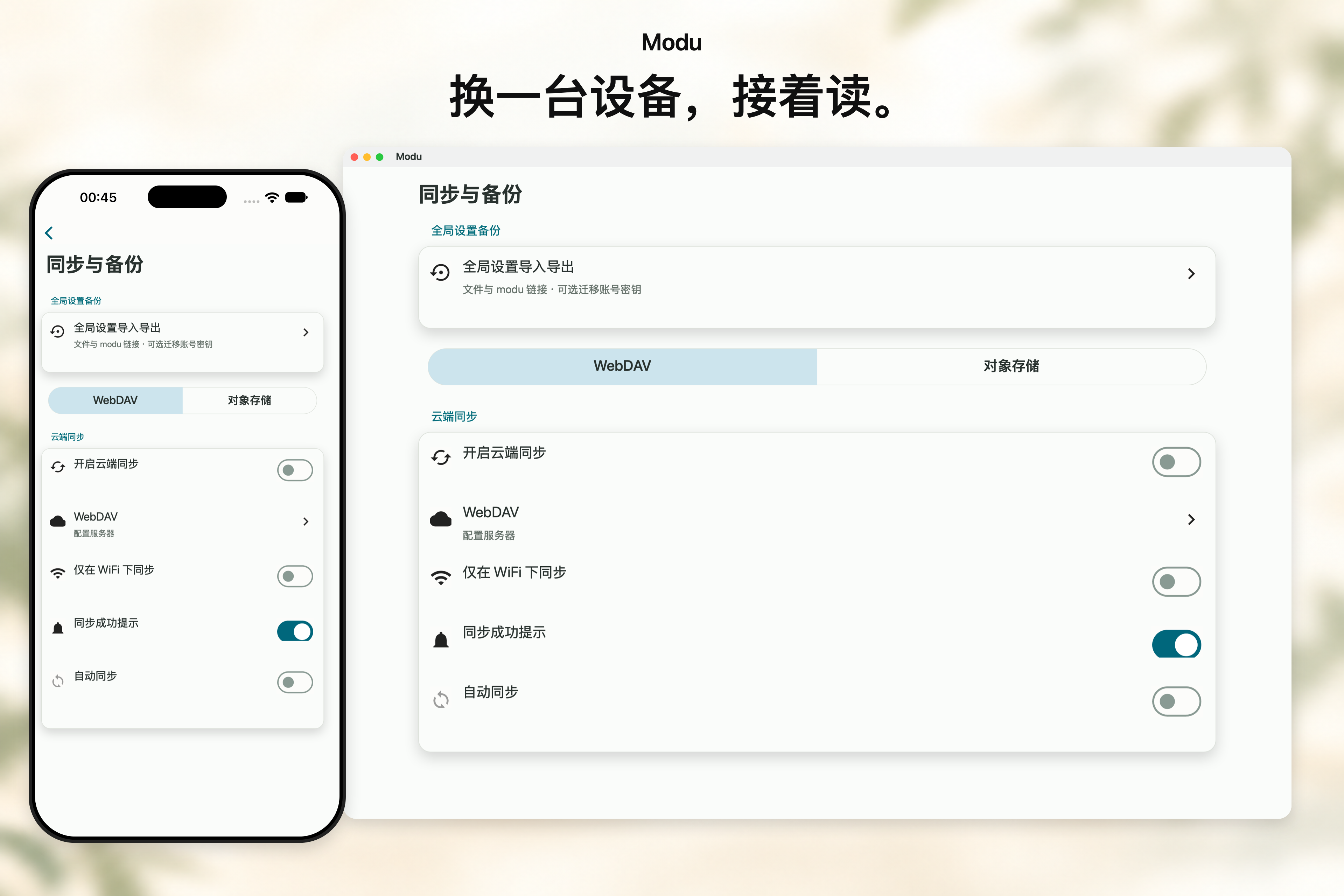 iPhone 与 Mac 的同步设置,不包含私人服务器地址或账号