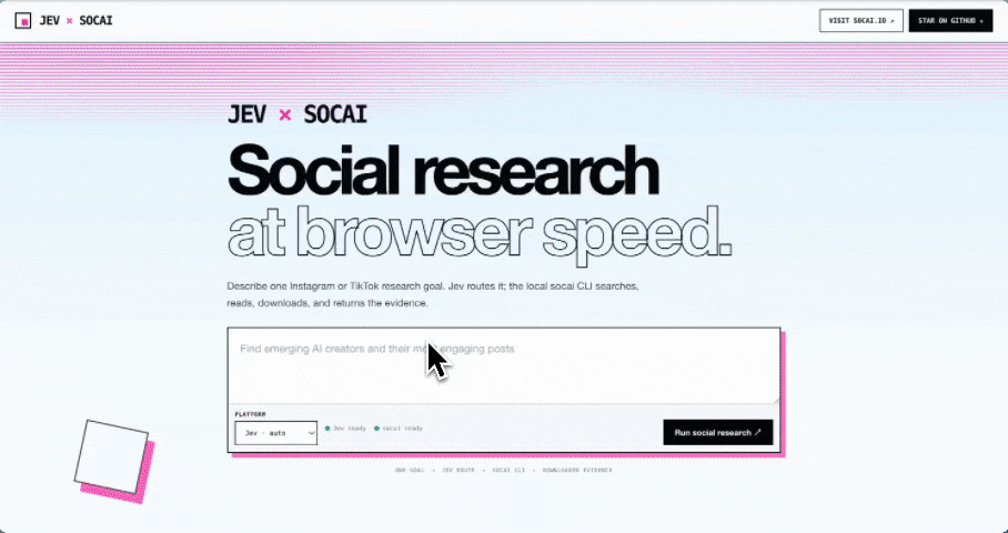 Jev Social demo