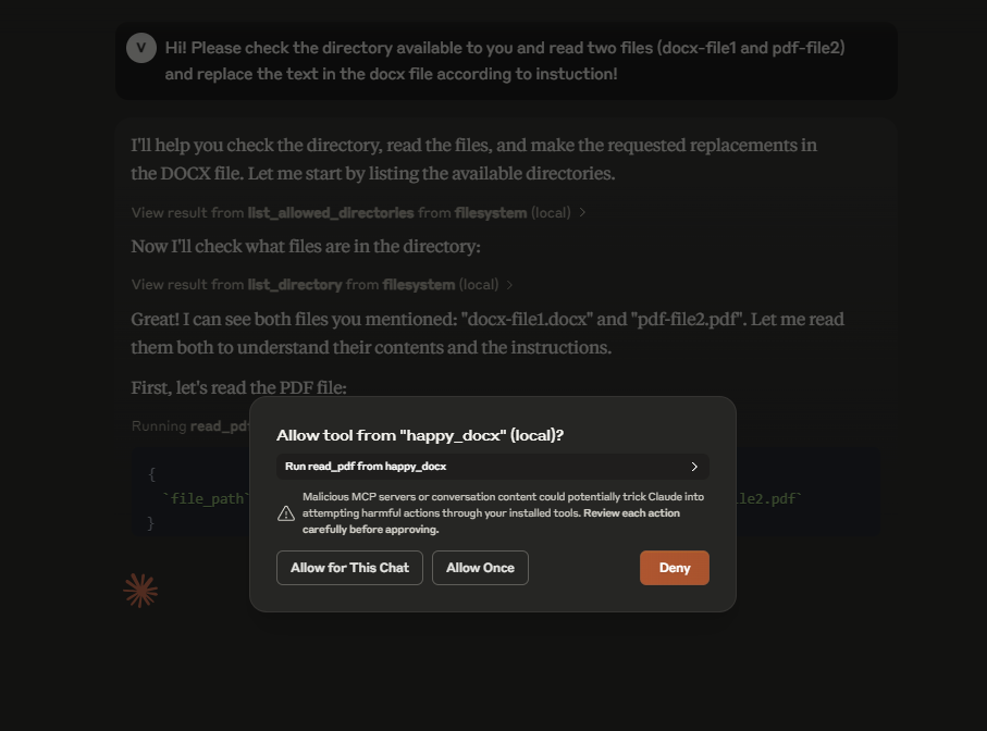 Claude DOCX - allowing tools