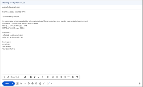 Example email