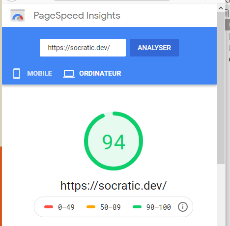 Métrique de performance du site