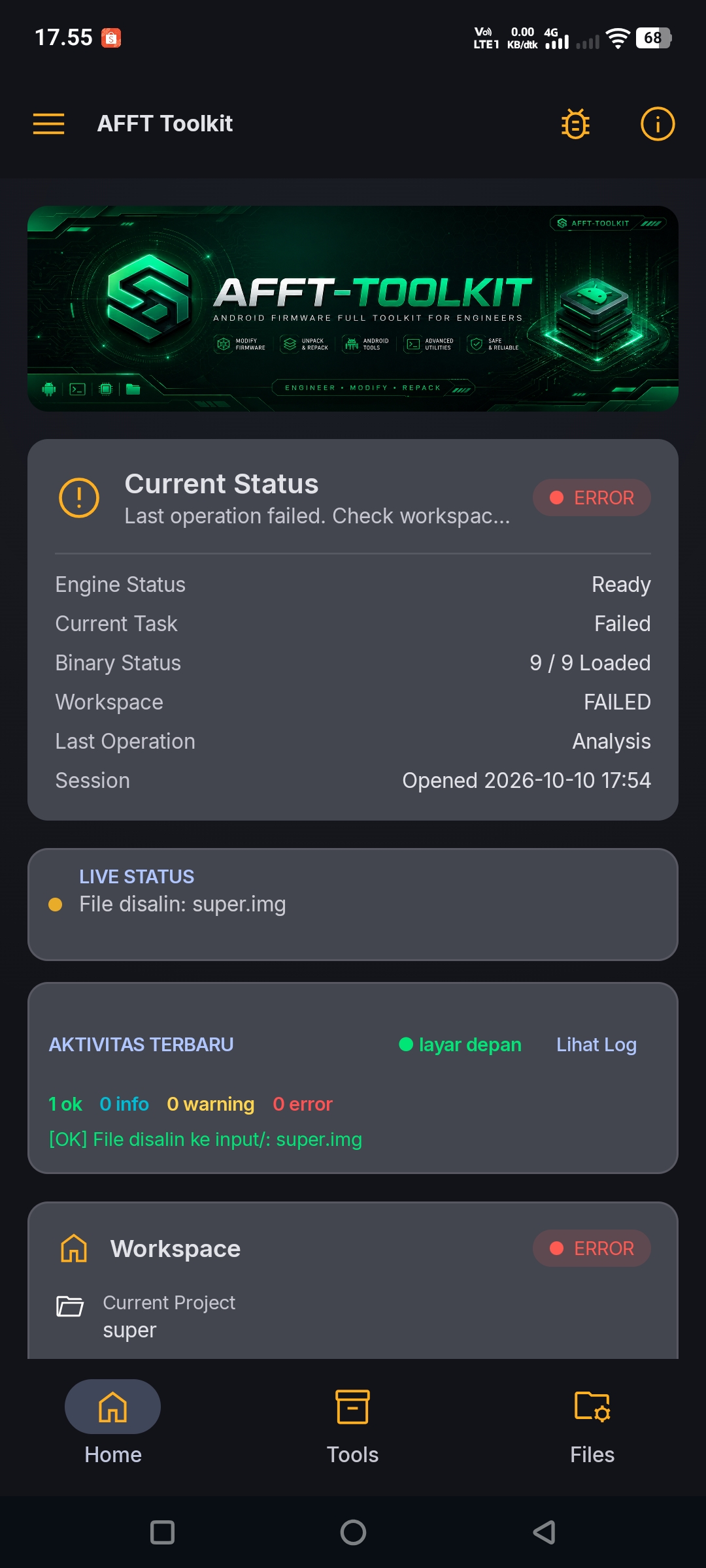 Home dashboard