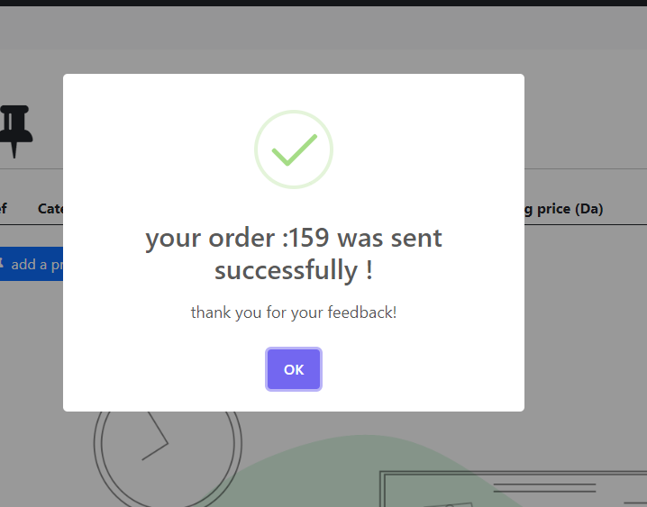 Order Sent Successfully