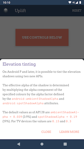 About tinted shadows