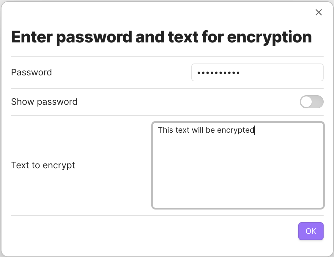 Insert pre-encrypted text