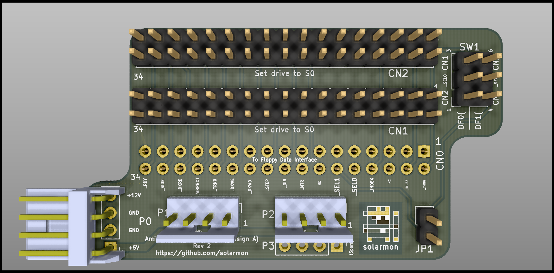 Amiga DF0/DF1 Switcher (Design A) Rev 2, from the project README
