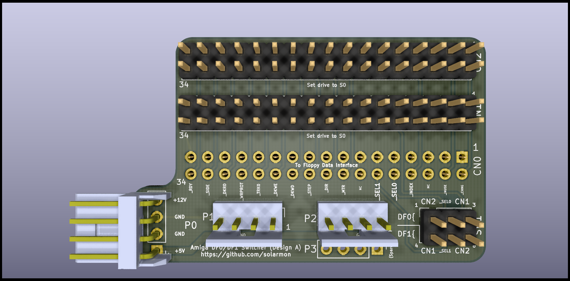 Amiga DF0/DF1 Switcher (Design A), from the project README
