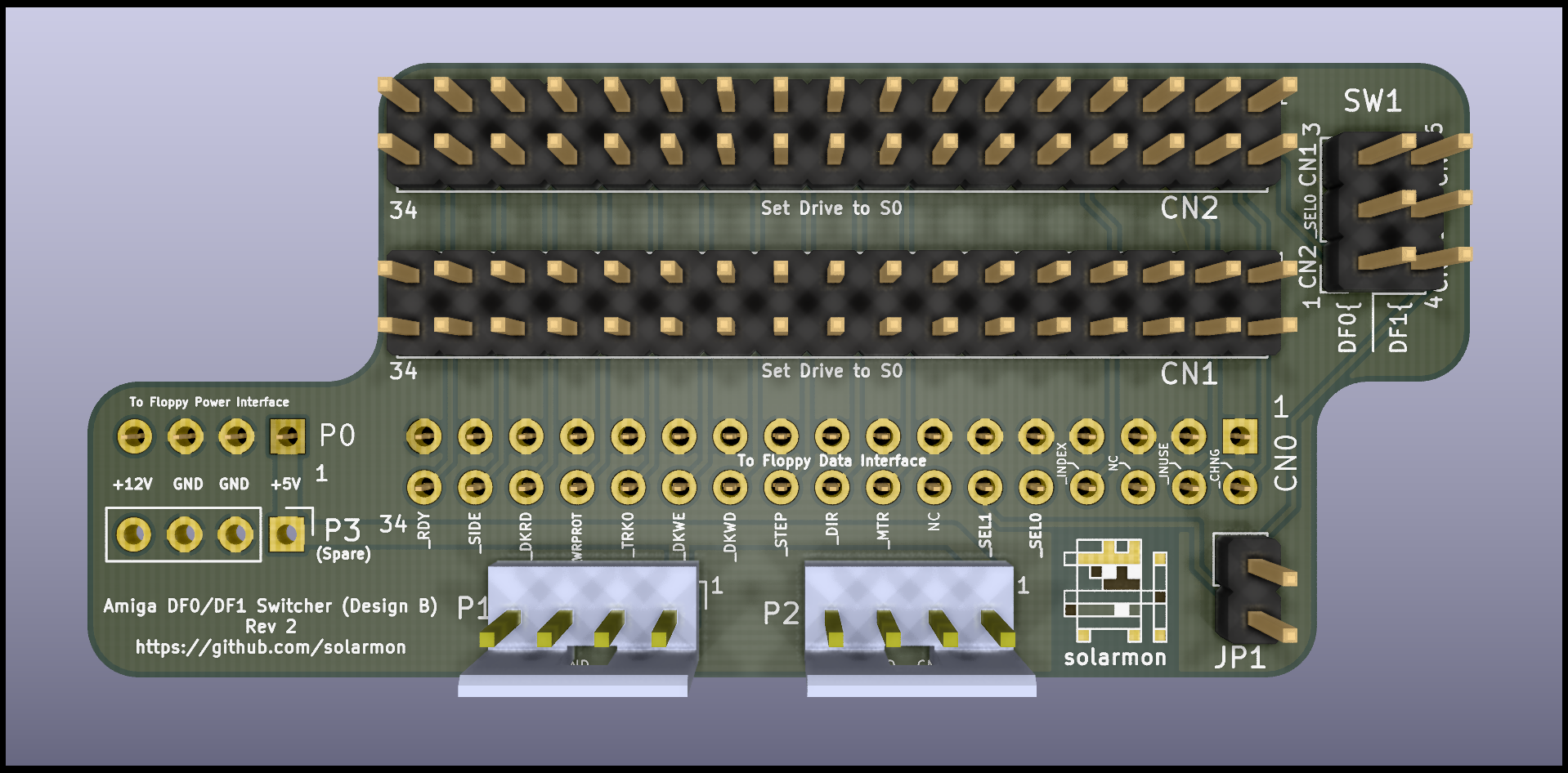 Amiga DF0 DF1 Switcher - Design B - Rev 2, from the project README