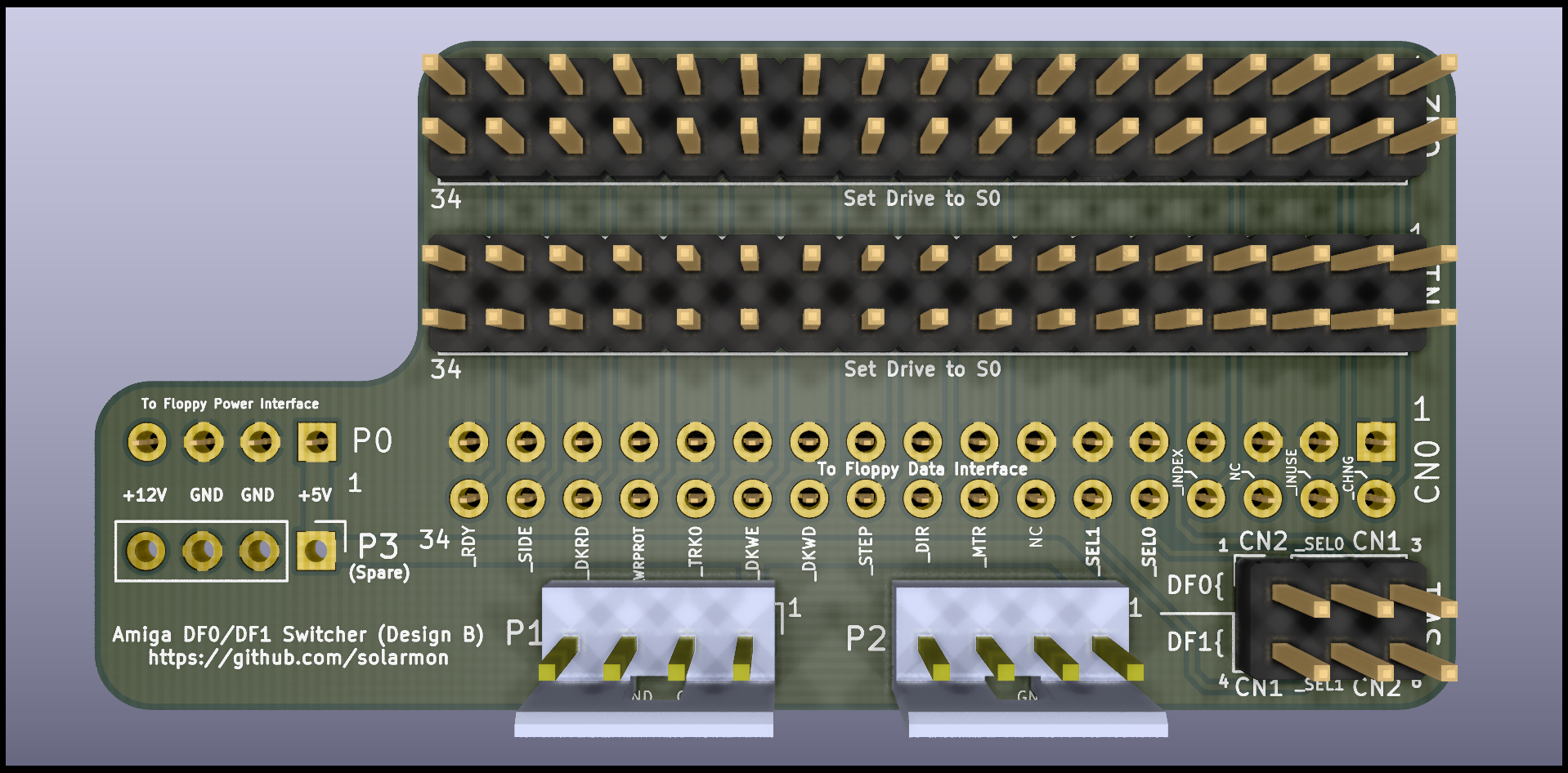 Amiga DF0 DF1 Switcher - Design B, from the project README