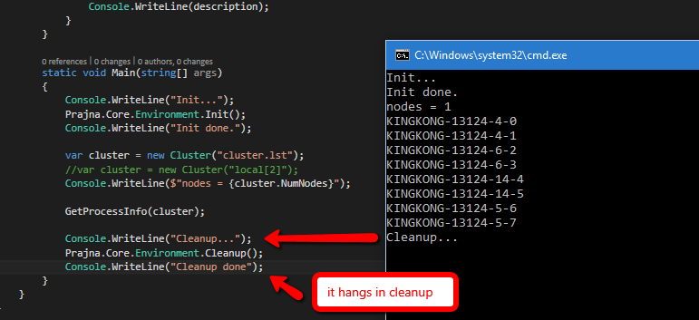 Screenshot of hanging