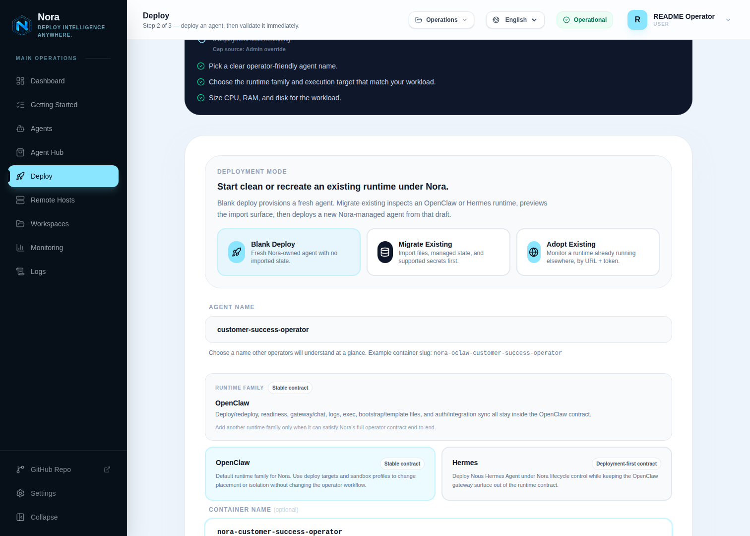 Agent deploy flow
