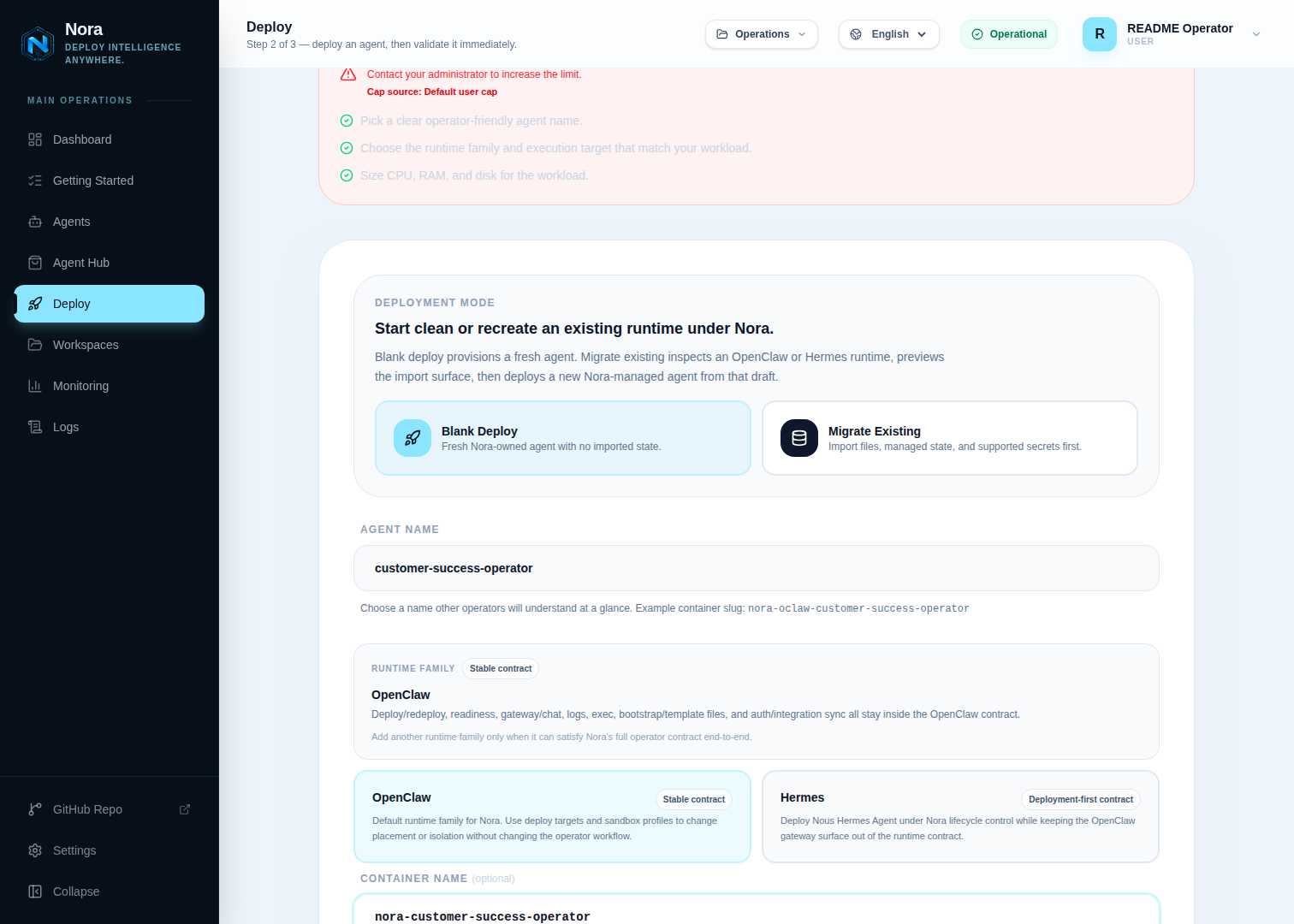 Agent deploy flow