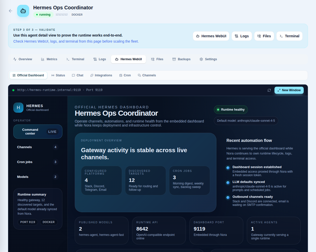 Embedded Hermes WebUI