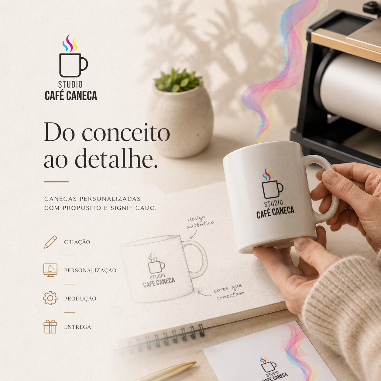 Mockup de stories Studio Café Caneca