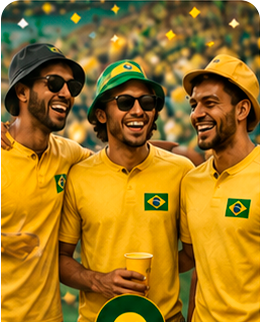 Amigos torcendo com peças Brasil