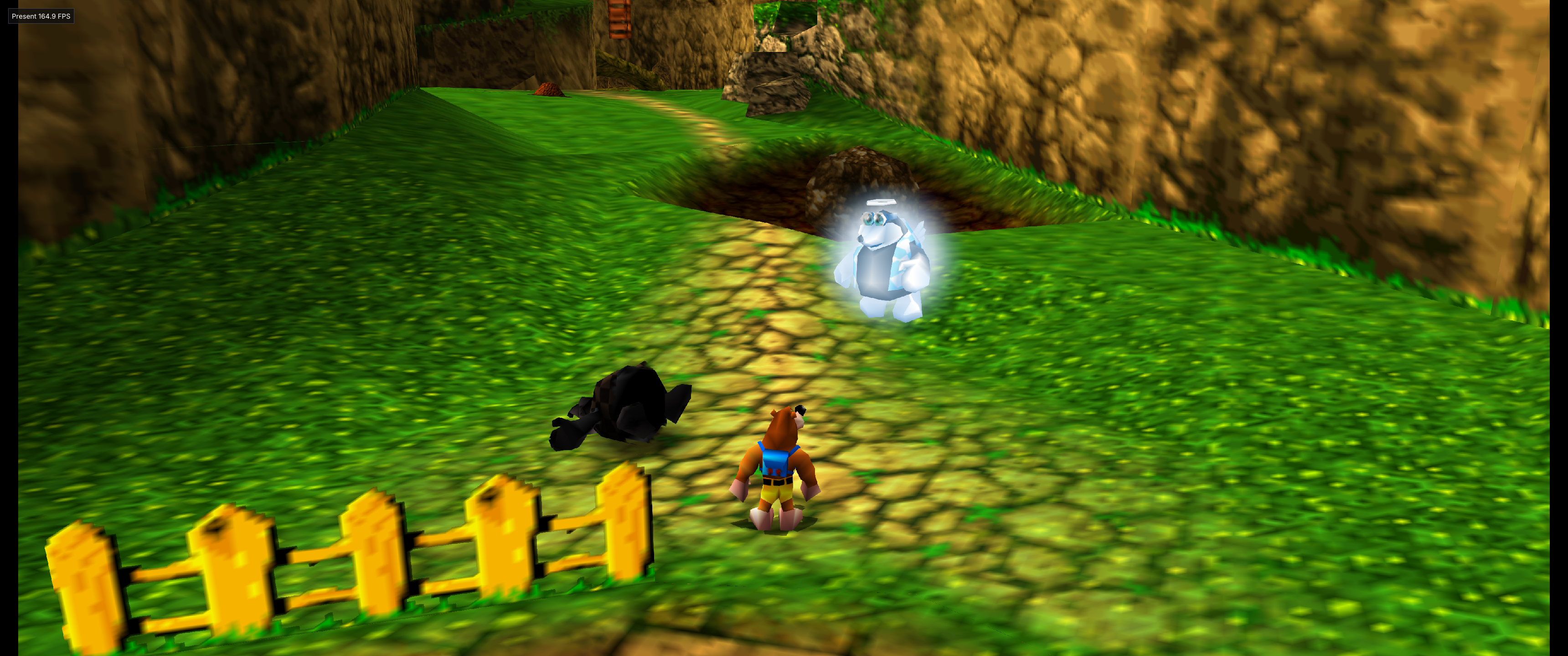 Banjo e Kazooie em Spiral Mountain no Banjo-Tooie Recompiled