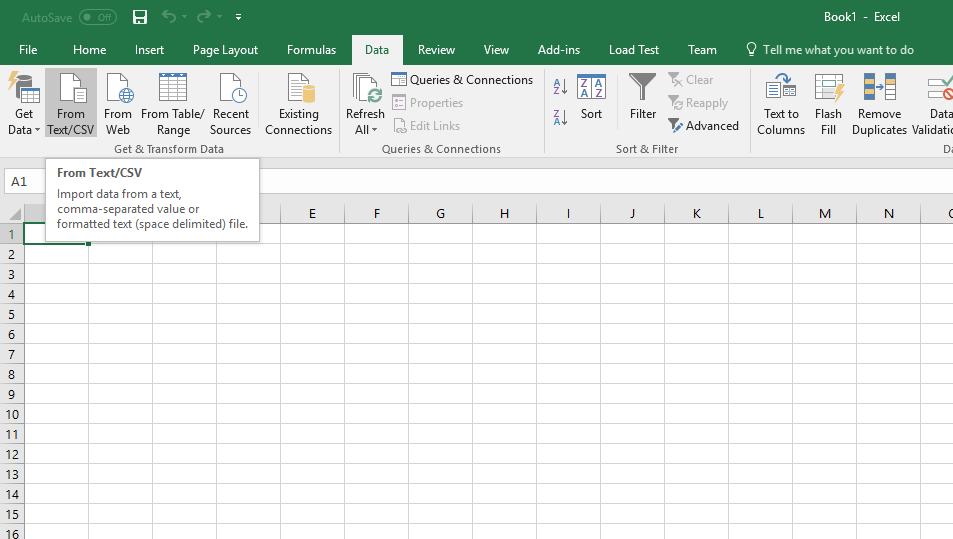 Choose the Data/Import CSV and pick the exported .csv file.