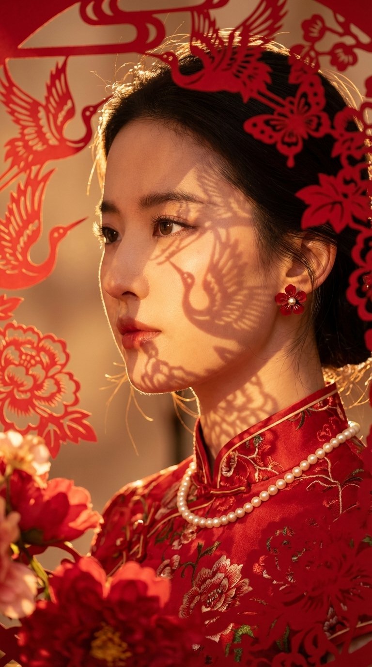 Awesome GPT4o/GPT-4o Image Prompts-红妆剪影金辉玉颜