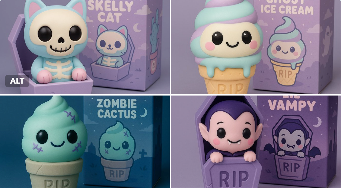 可爱粉彩乙烯基人物 - 2