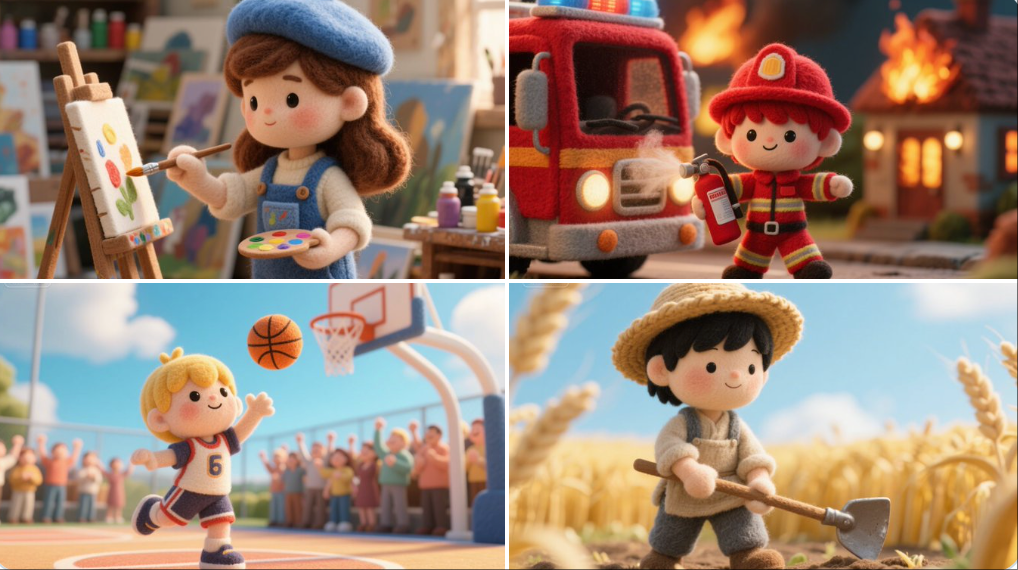 微型毛毡羊毛人物 - 2