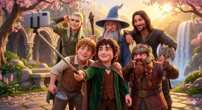 Selfie Chúa nhẫn phong cách Pixar