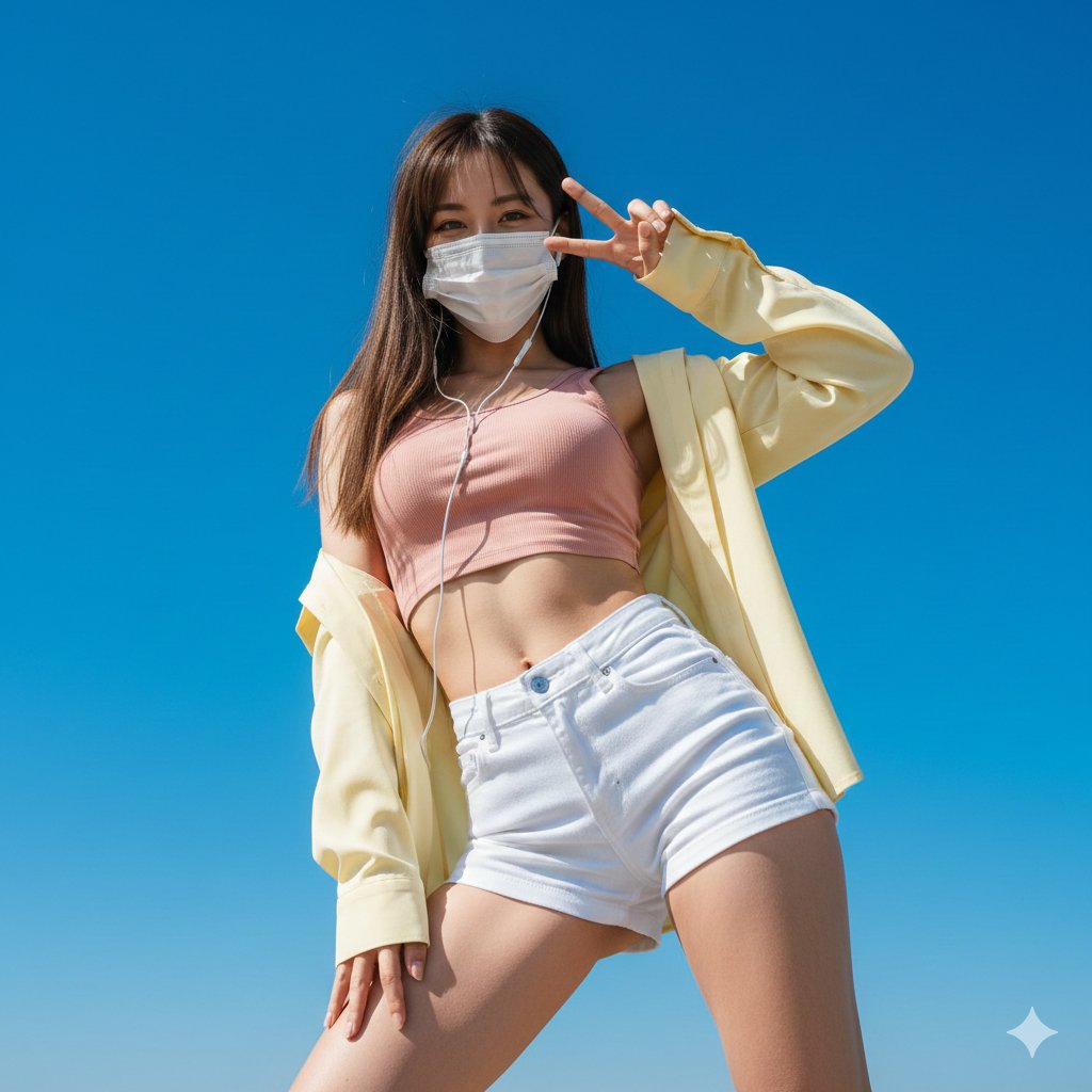 Cô gái đeo khẩu trang bắng tim