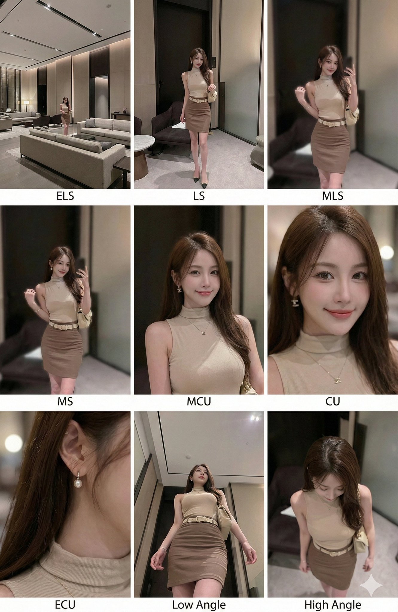 Lưới 9 khung hình các cỡ cảnh khác nhau