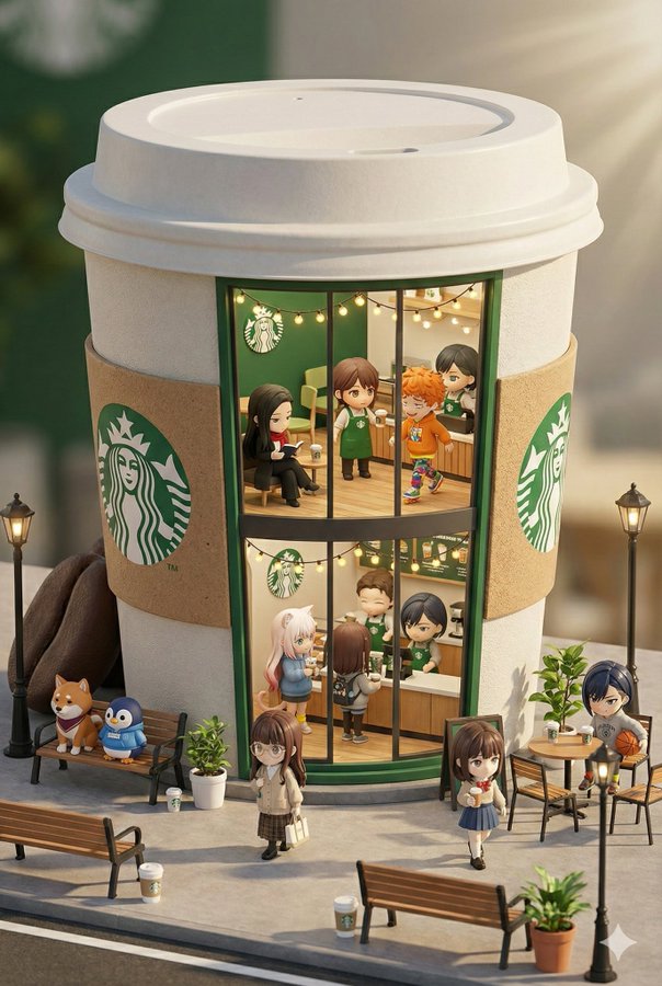 Cửa hàng Starbucks thu nhỏ Q-version