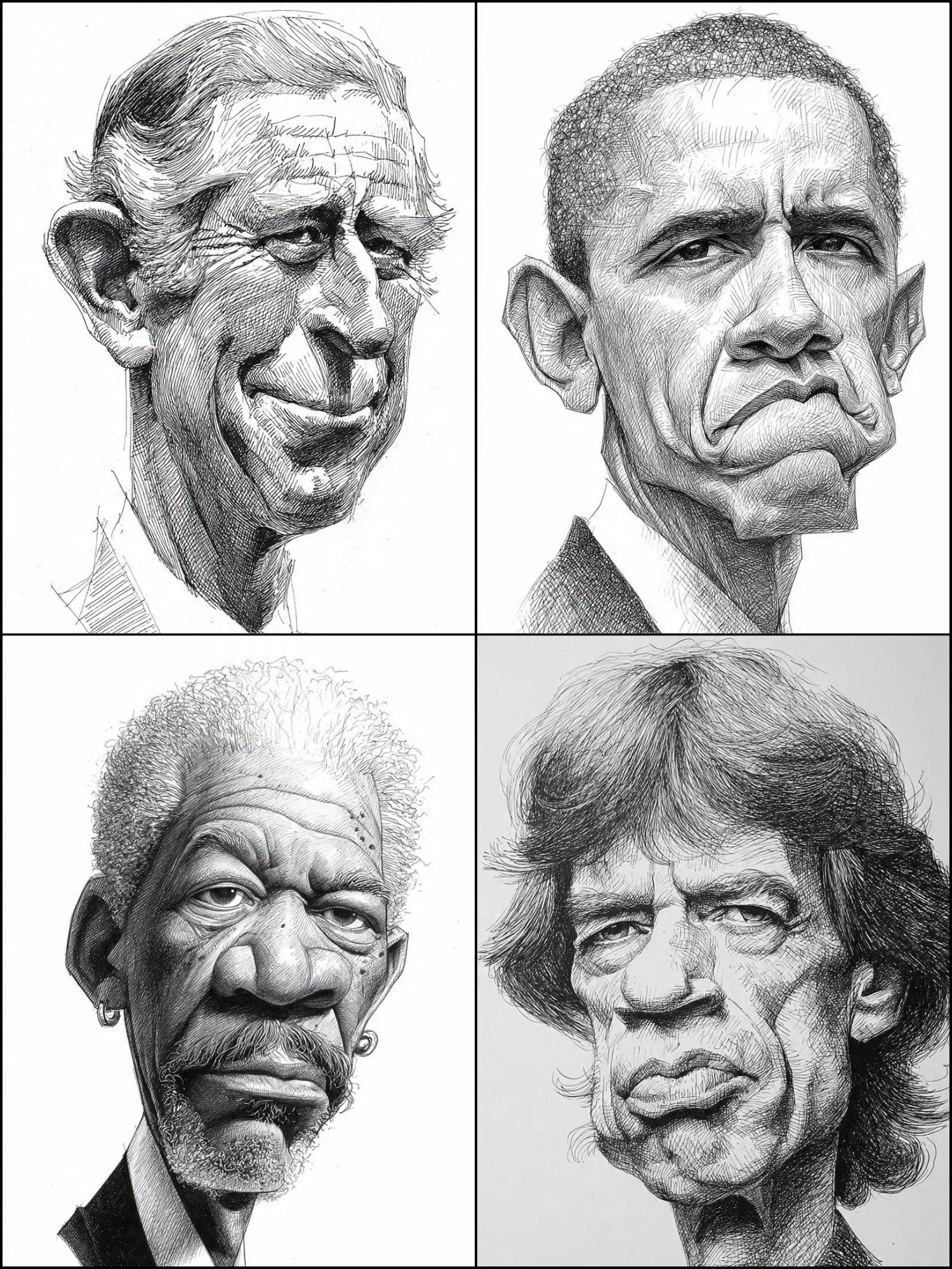 Biếm họa vẽ tay đen trắng