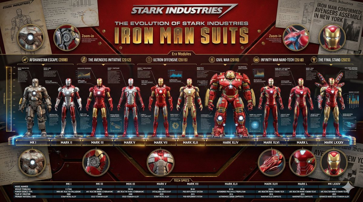 Sự tiến hóa của giáp sắt Iron Man